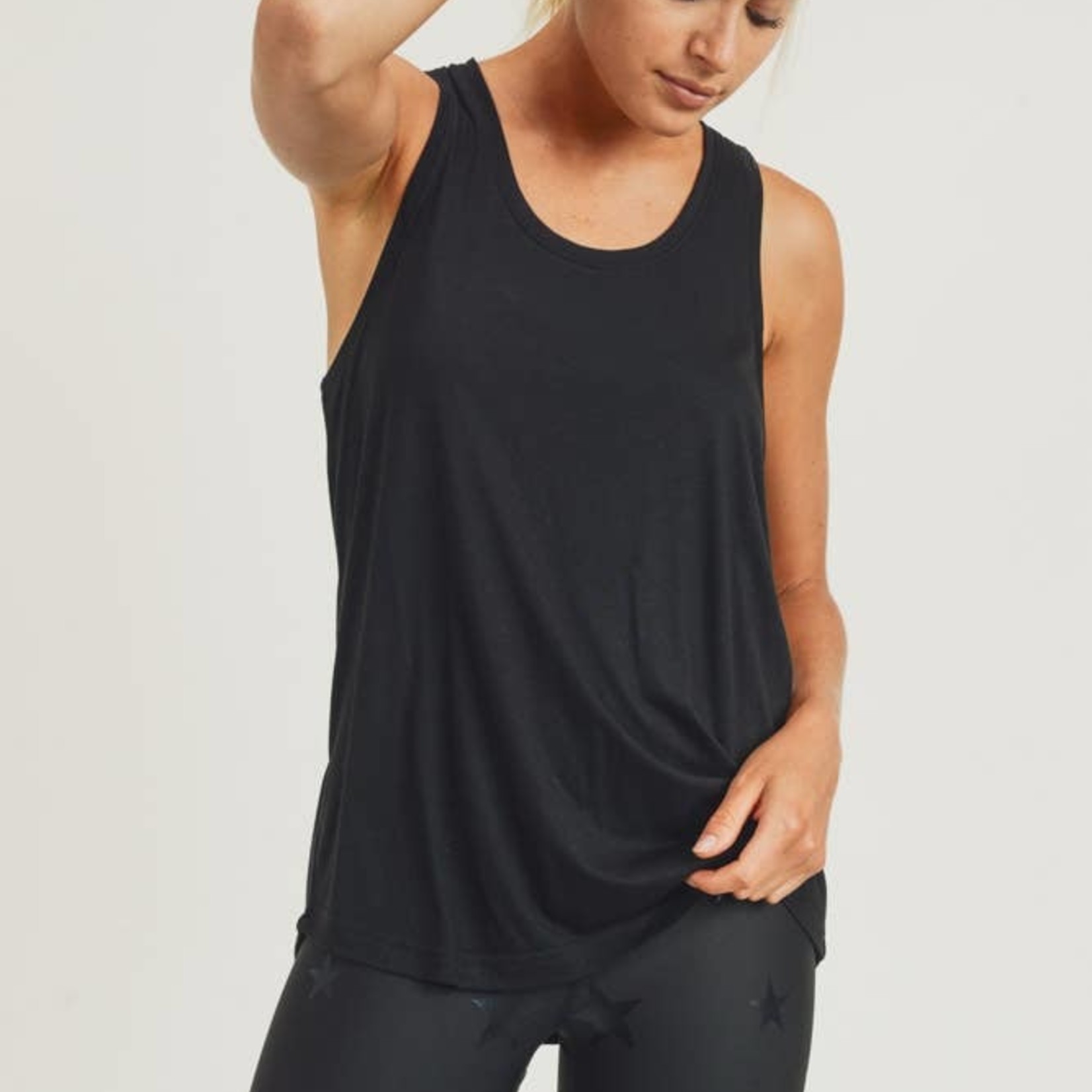 Mono B Tank Top Open Overlay Back-blk