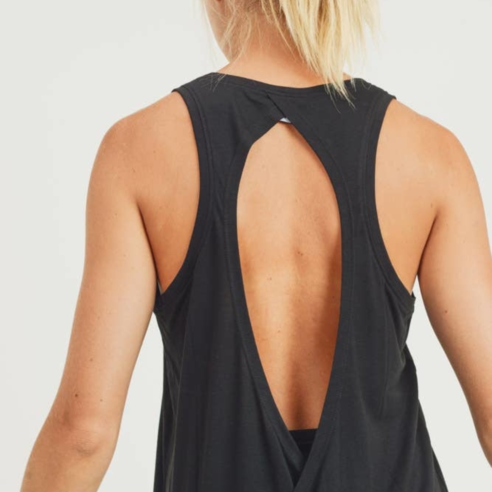 Mono B Tank Top Open Overlay Back-blk