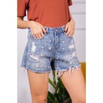 Before You Collection Denim Shorts with pearl