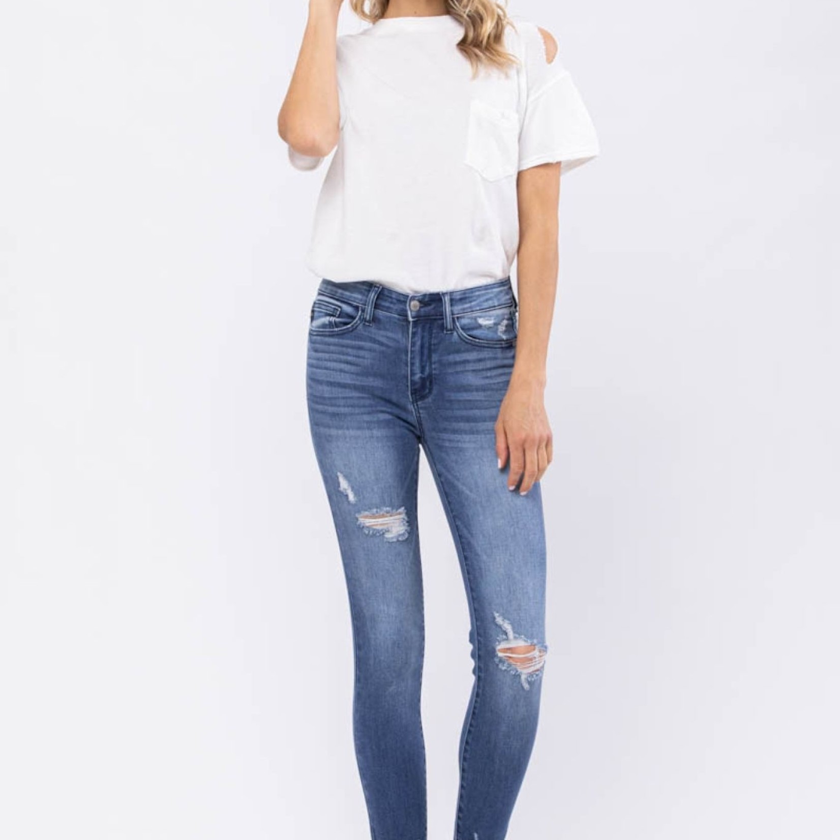 Judy Blue Hi-Rise Destroy Hem Skinny