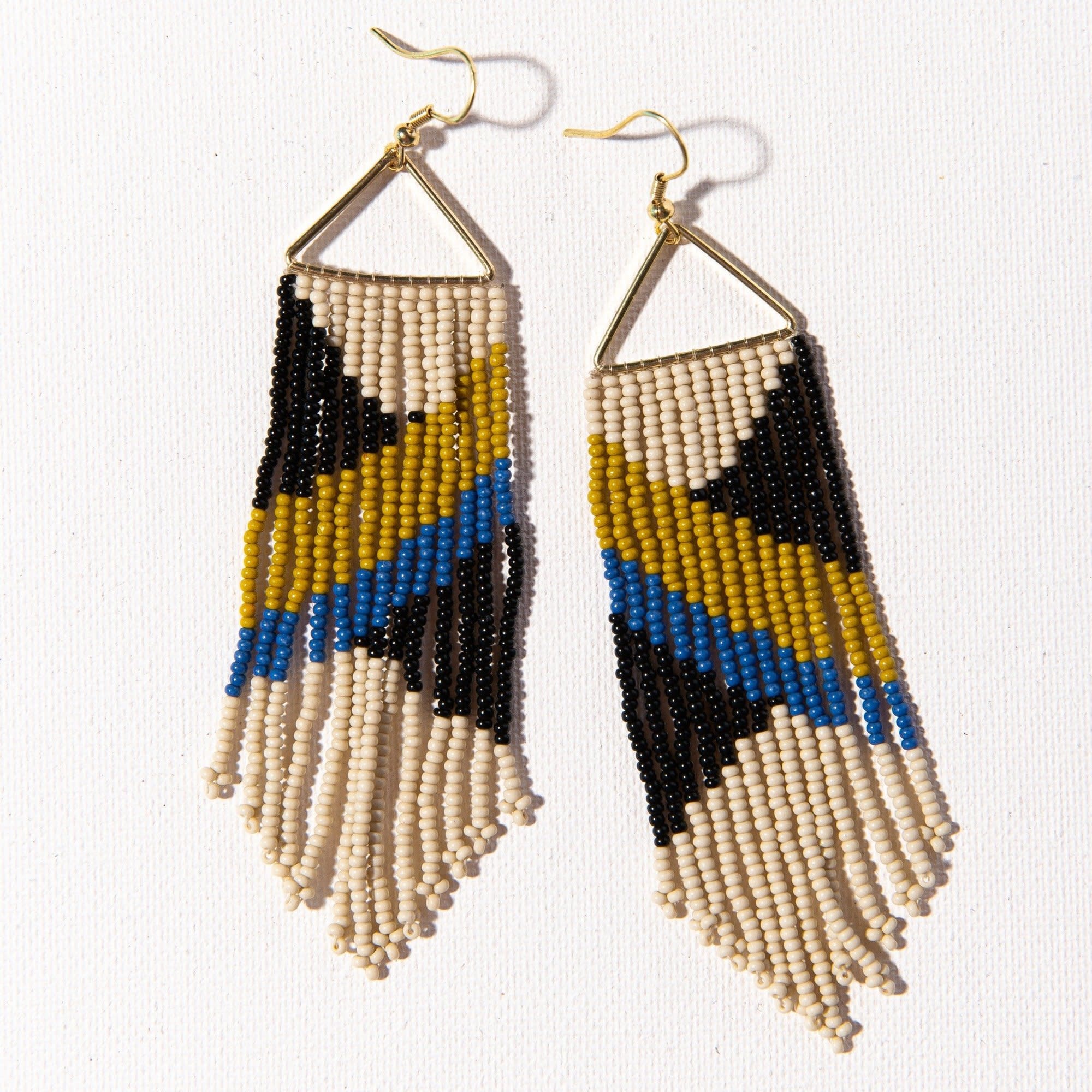 Lapis Black Citron Diagonal On Triangle Earring