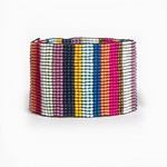 Ink + Alloy Multi Color Stripe Wide Stretch Bracelet