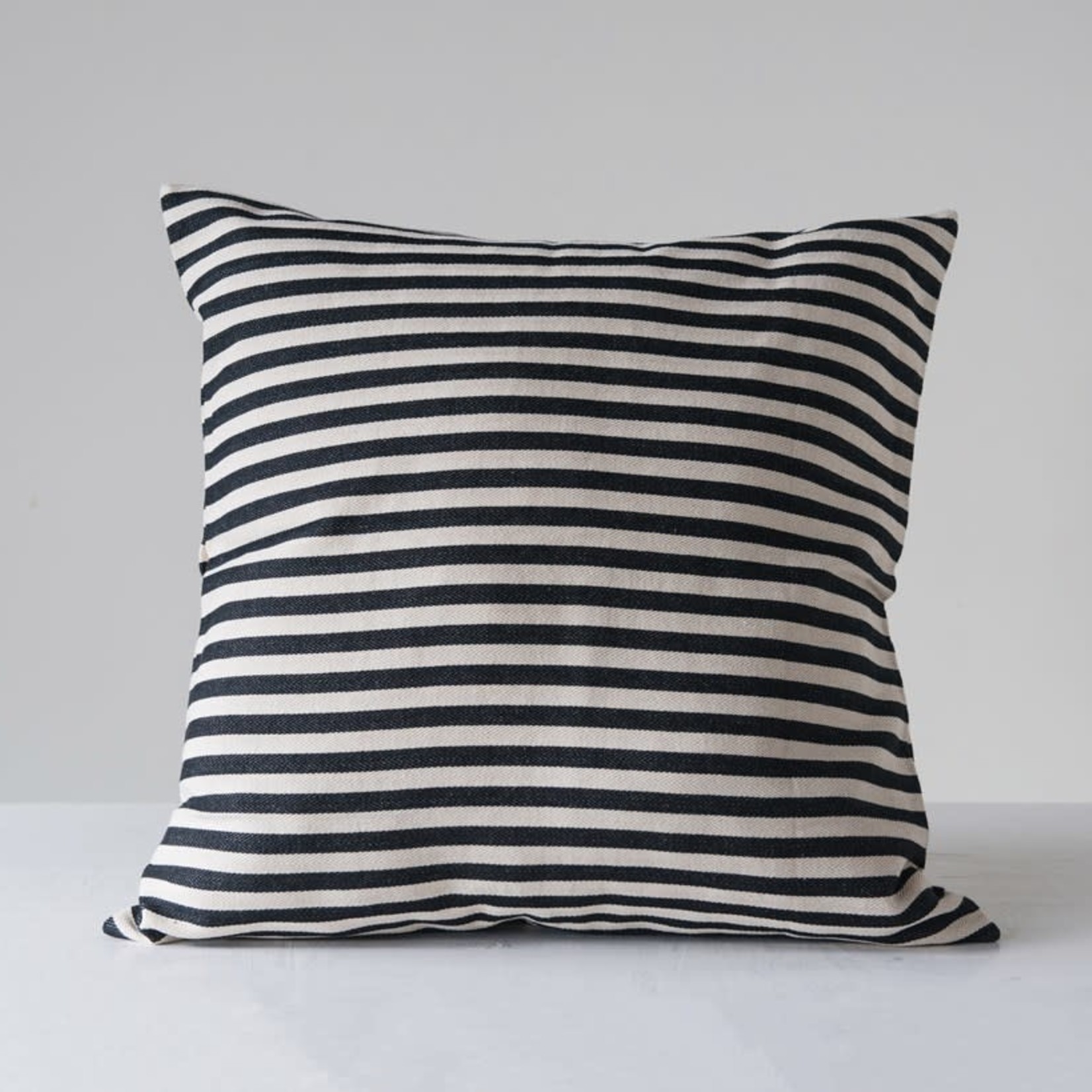 creative Co-op Square Black Striped Pillow