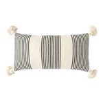 creative Co-op Black Lumbar Striped Pillow w Tassels