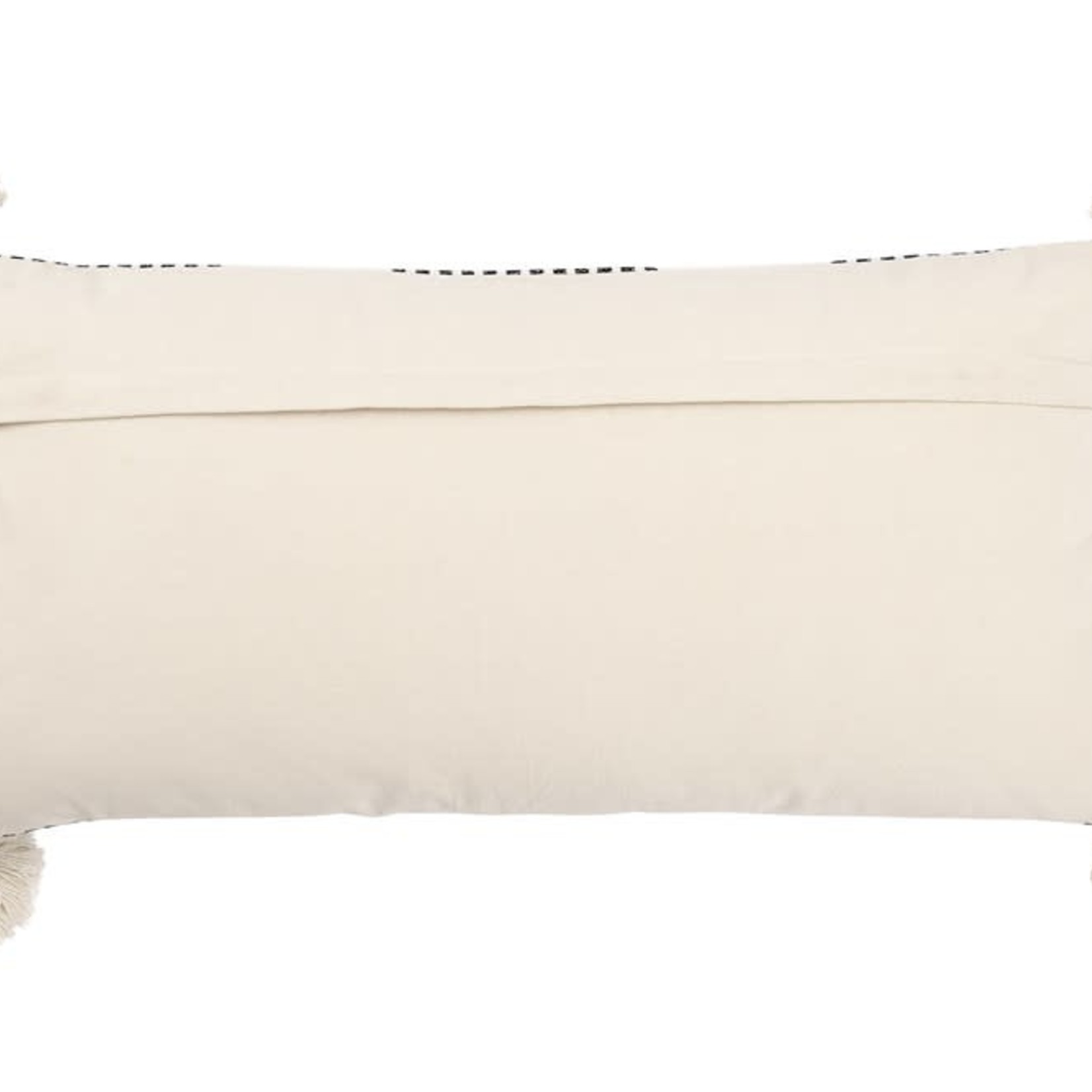 creative Co-op Black Lumbar Striped Pillow w Tassels