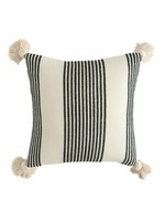 creative Co-op Black Square Stripped Pillow w Tassels