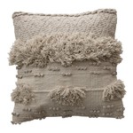 creative Co-op Square Bohemian Pillow w Fringe