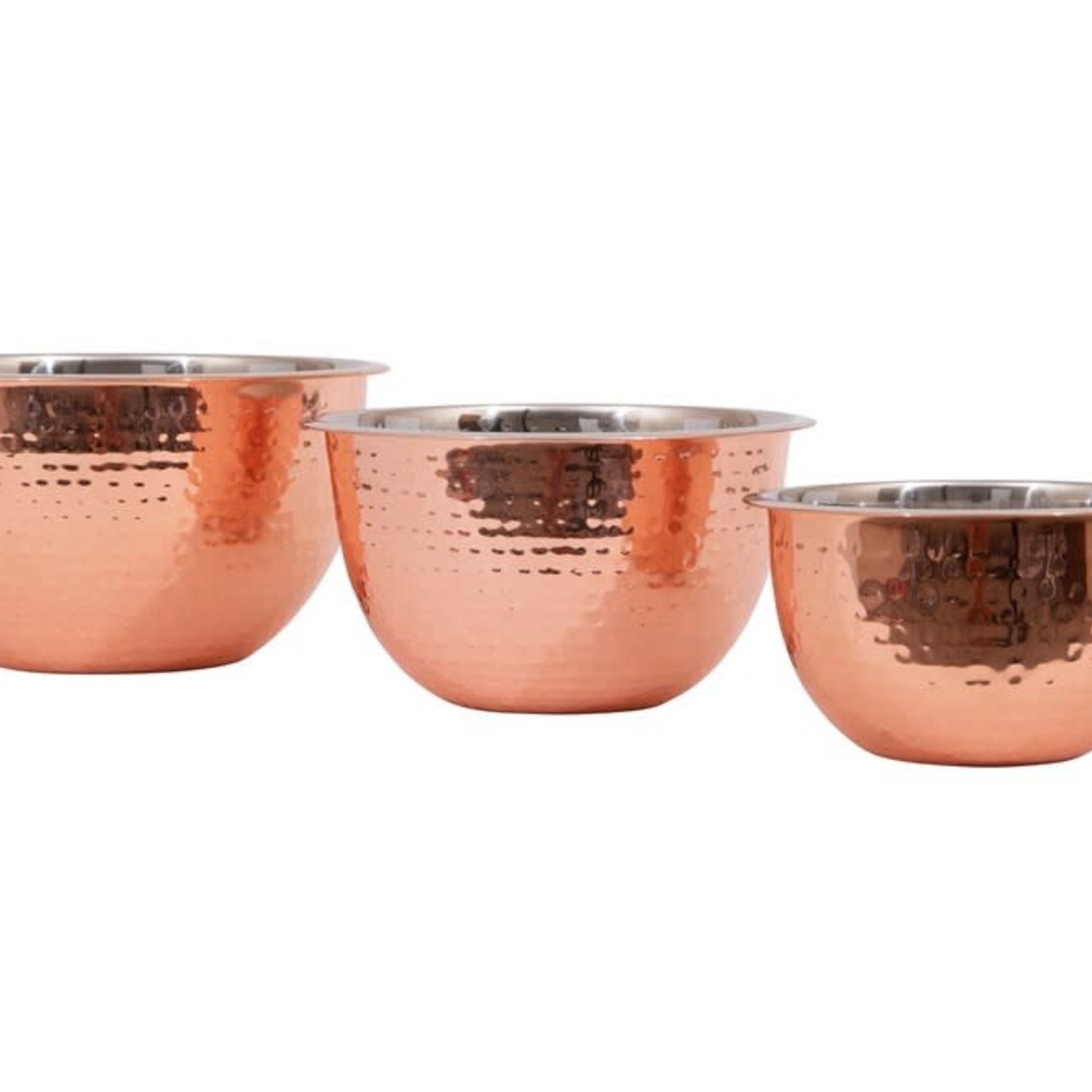 Hammered Stainless Steel Bowls in Copper Finish - Set of 3