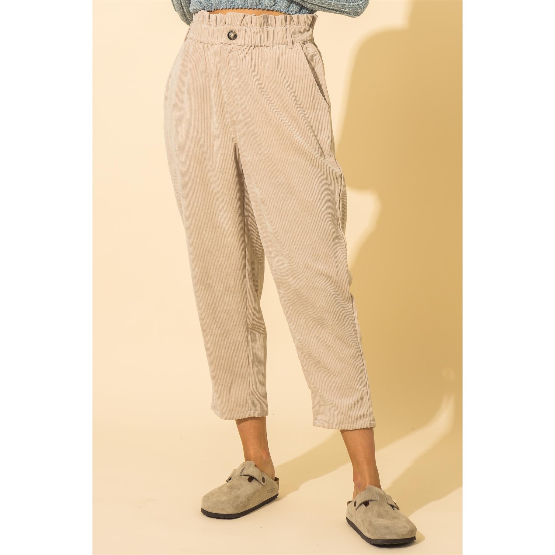 Corduroy Paperbag Waist Pants - The 