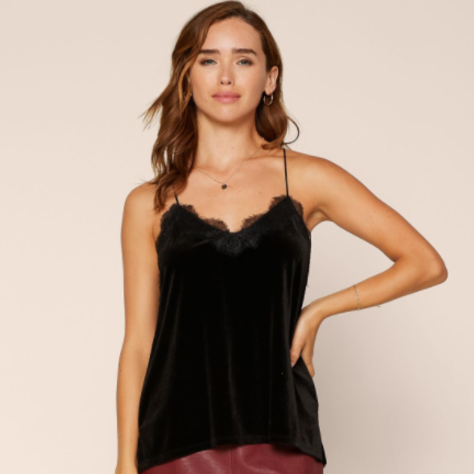Black Velvet Cami with Lace Detail – The Red Raccoon