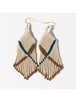 Ink + Alloy ivory, teal gold x pattern earring