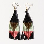 Ink + Alloy black, mint, teal gold diamond with stripe fringe seed  bead