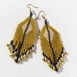 Ink + Alloy Citron Navy Ivory Diamond With Stripe Fringe Seed Bead Earring