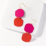 Ink + Alloy Scarlet Magenta Brass Circle Earring