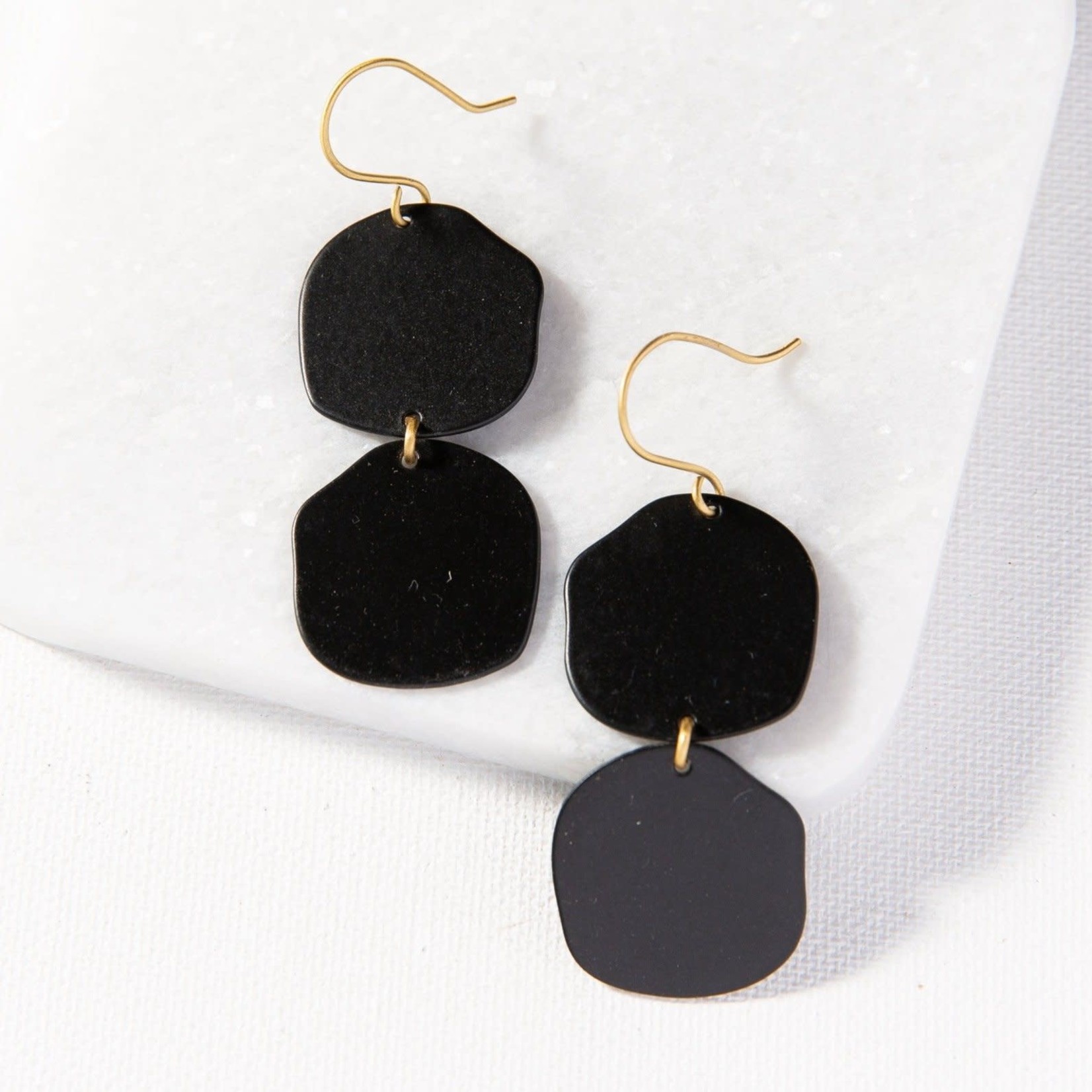 Ink + Alloy Black Brass Matte Double Circle Earring