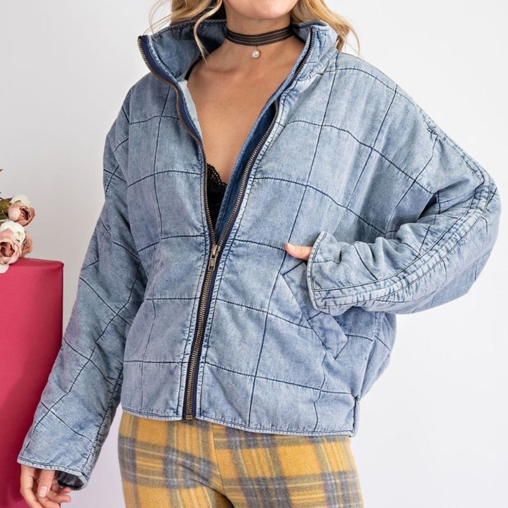 Quilted Zip Through Jacket