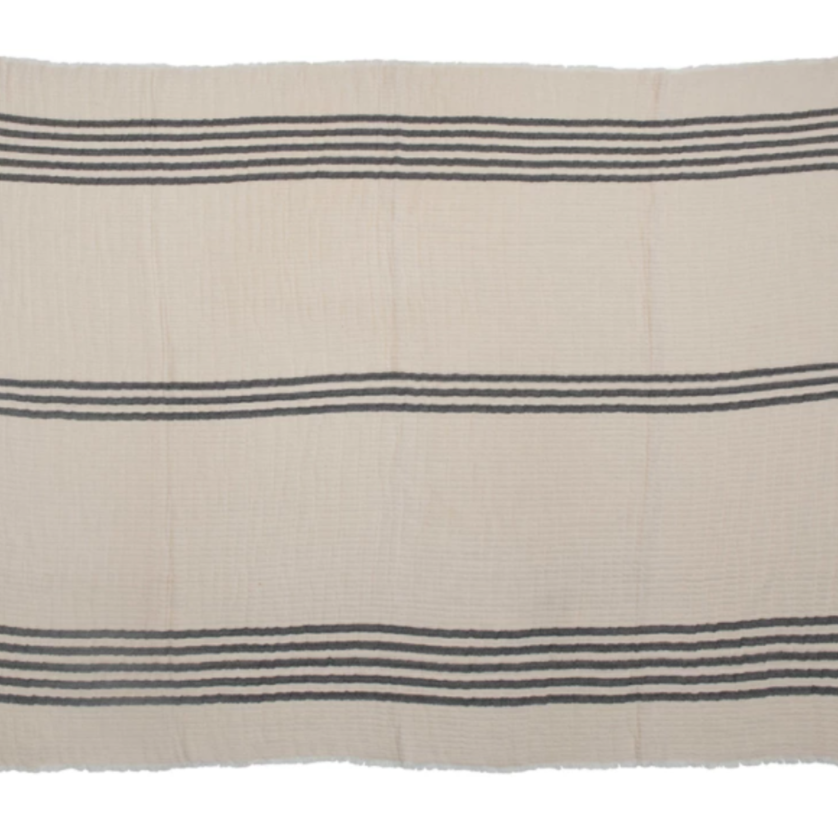 creative Co-op Double Cloth Stitched Throw with Frayed Edges