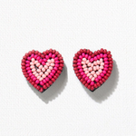 Ink + Alloy Red Hot Pink Heart Bead Earrings