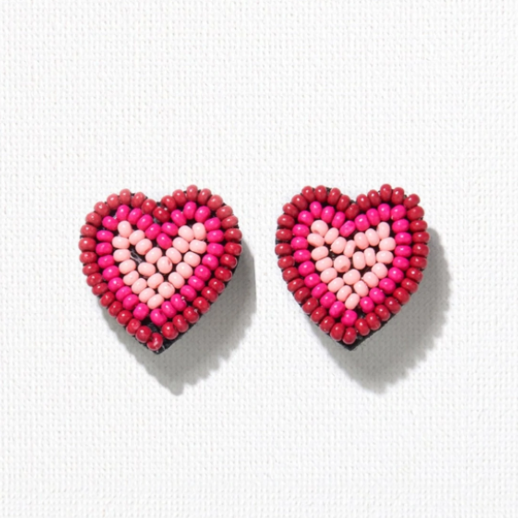 Ink + Alloy Red Hot Pink Heart Bead Earrings
