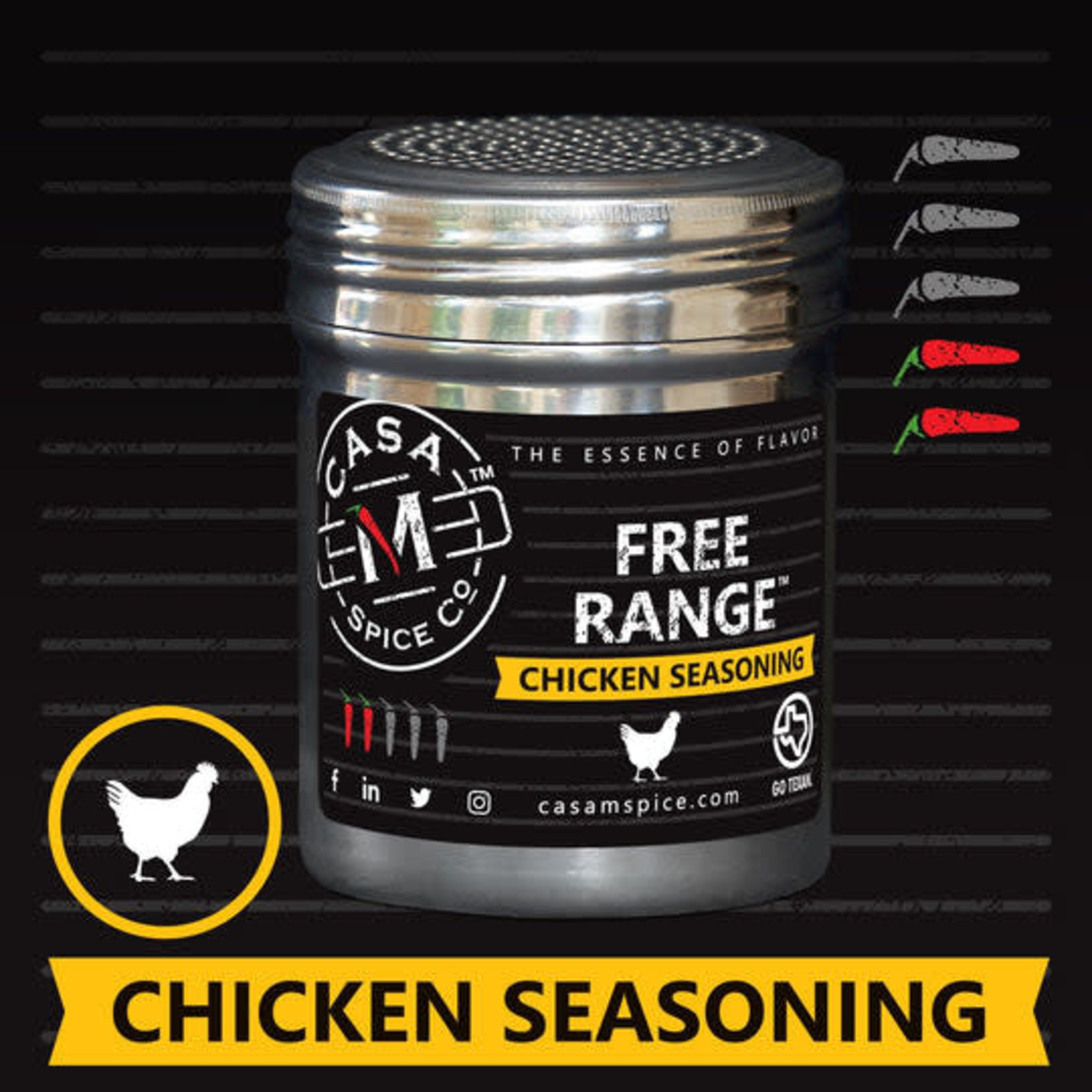 Casa M Spice Co Free Range Chicken Seasoning--stainless steel shaker