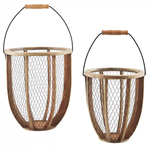 mud pie Wire Bucket Lantern Set