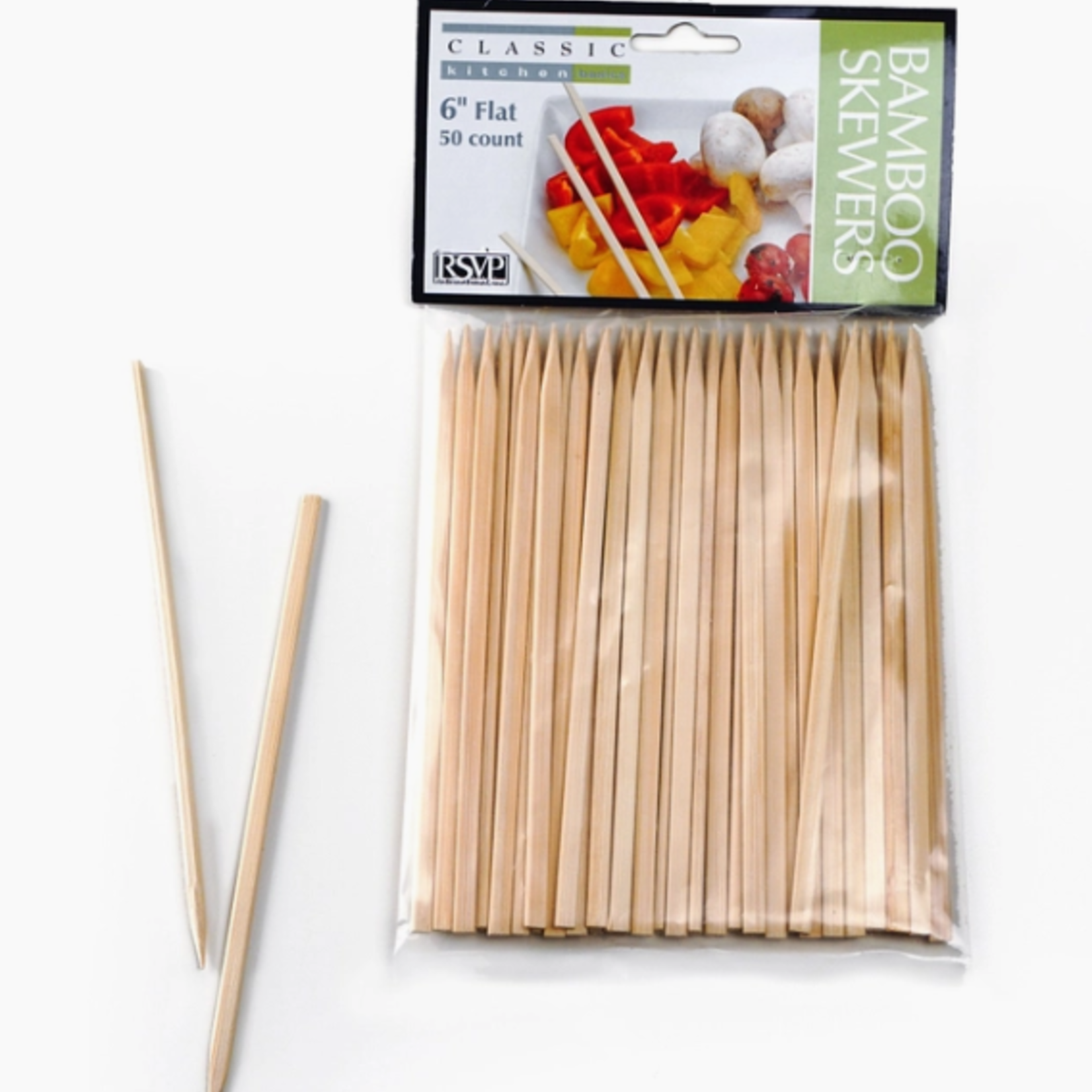 RSVP Bamboo Skewer 6in Flat- 50 Count
