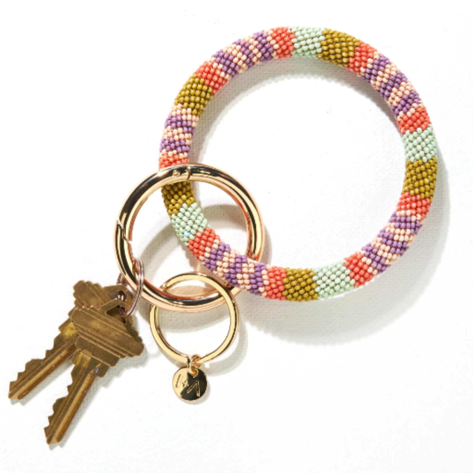 Ink + Alloy Liliac Citron Stripe Seed Bead Key Ring