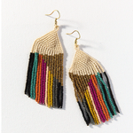 Ink + Alloy Gold Ivory with Muted Stripe Fringe Earring