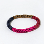 Ink + Alloy Hot Pink Navy Red Gold Color Block Slide and Stack Bracelet