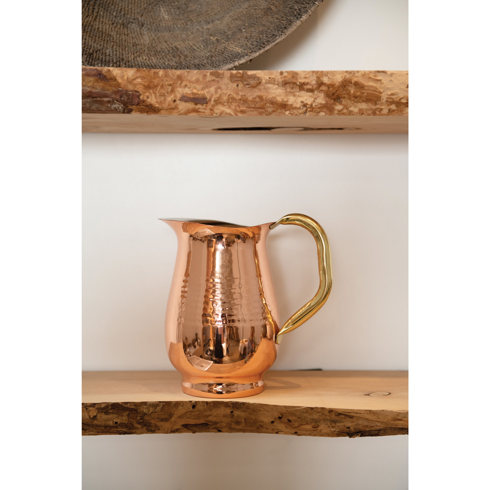 creative Co-op Hammered Stainless Steel Copper Pitcher