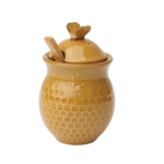 creative Co-op Ceramic Honeycomb Honey Jar w/ Honey Dipper