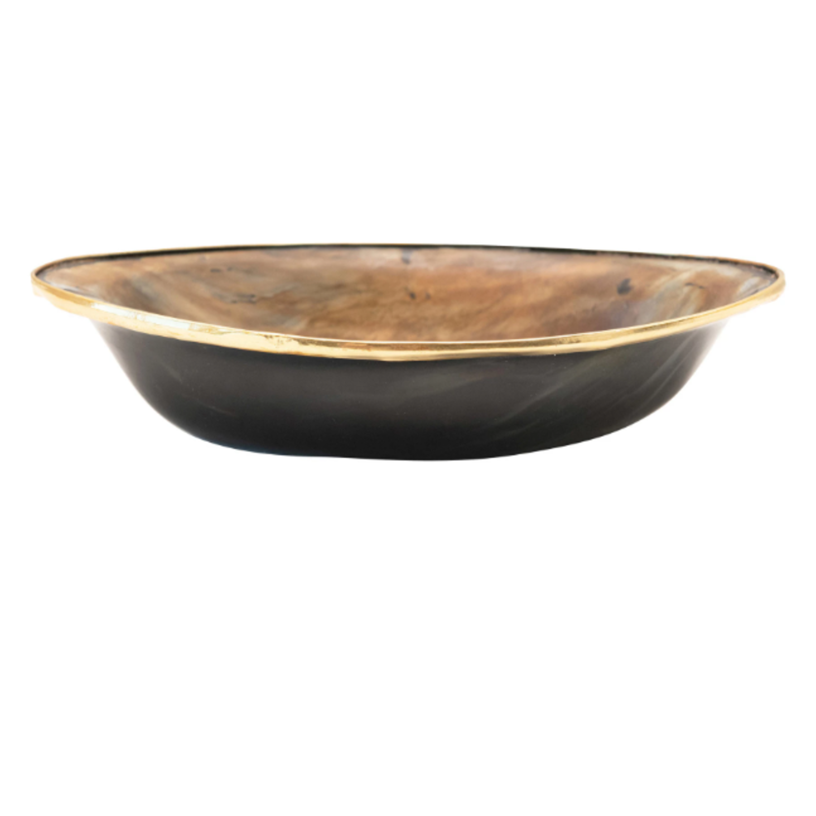 creative Co-op Horn Bowl w/ Brass Rim