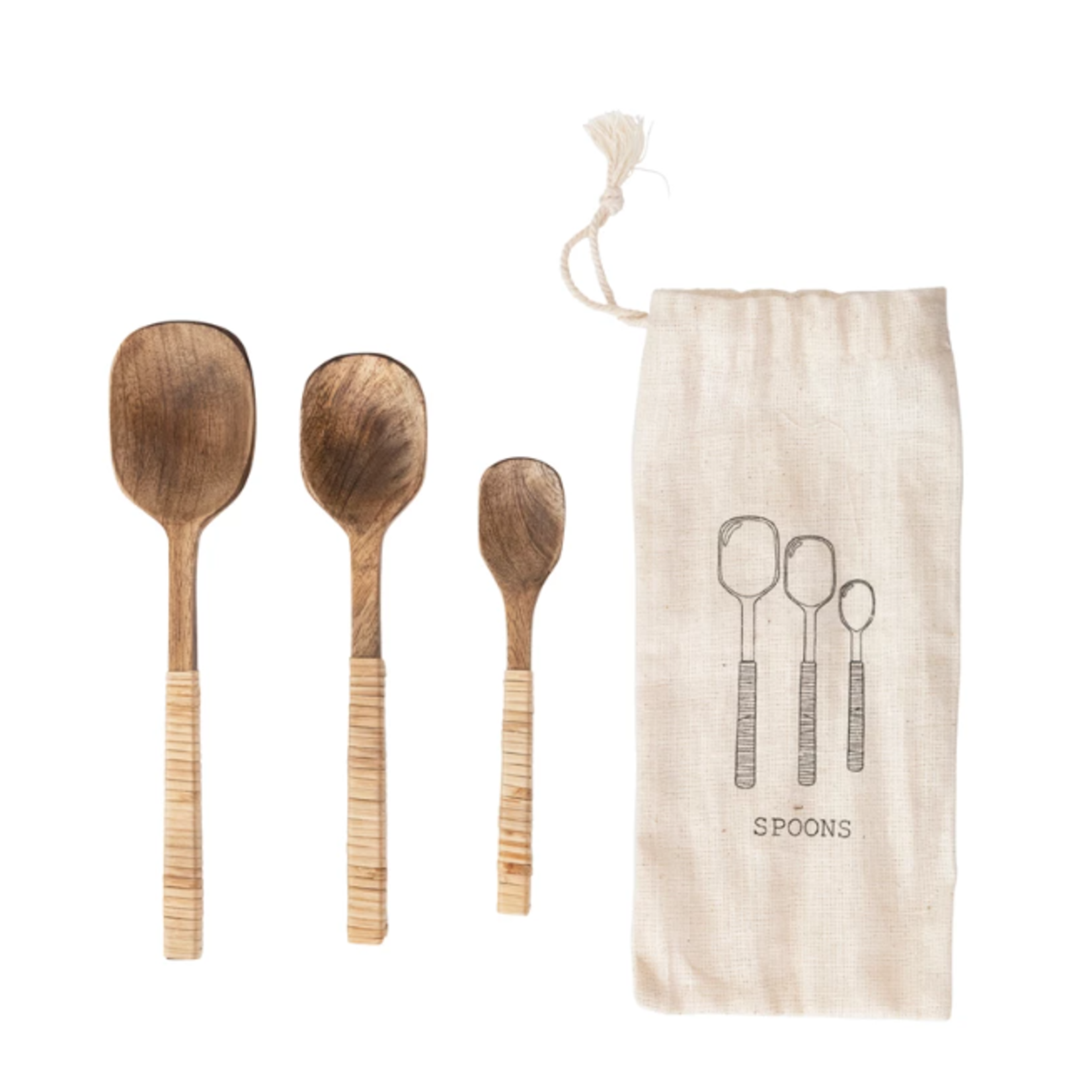 creative Co-op Mango Wood Spoons w/ Bamboo Handles - set of 3