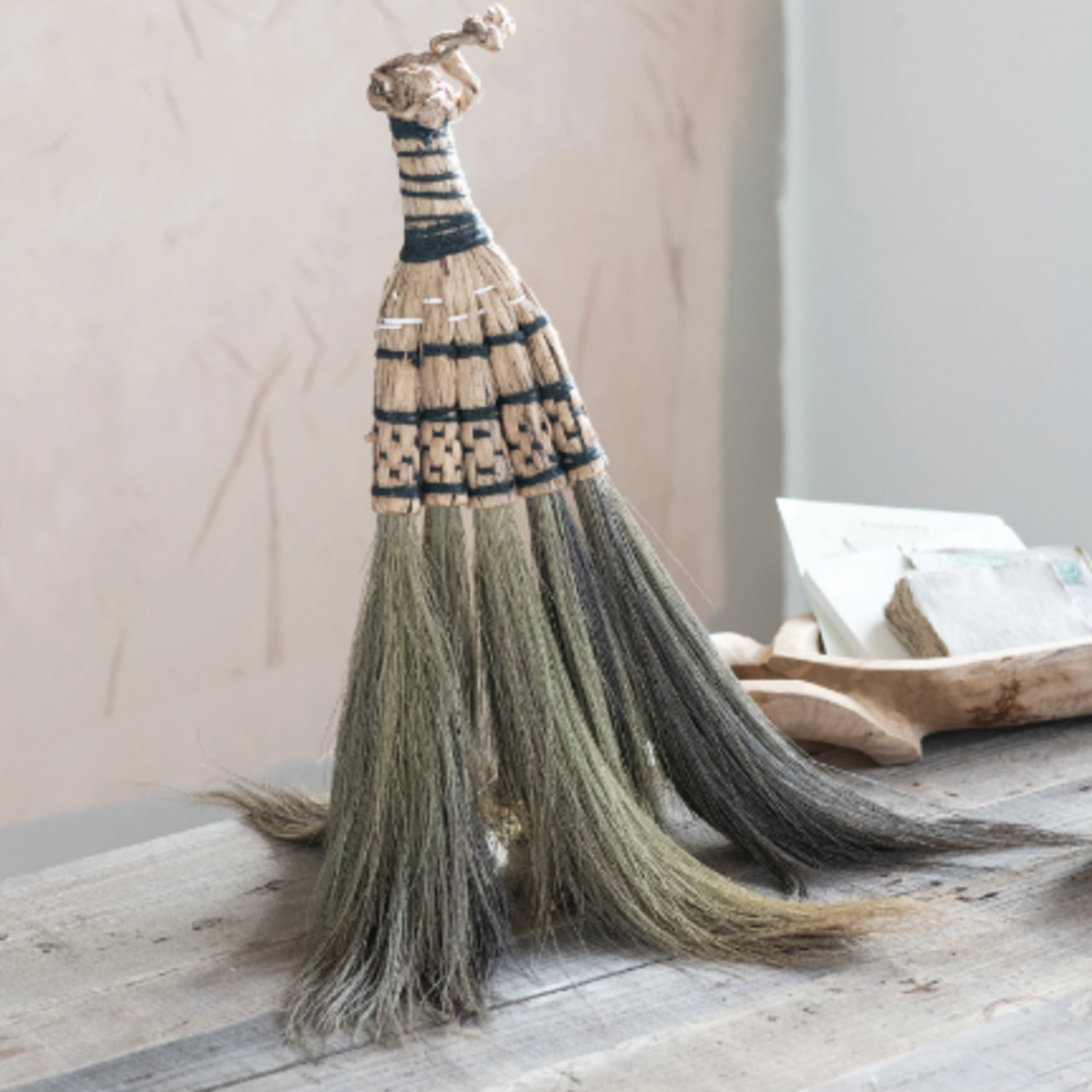 creative Co-op Hand-Woven Seagrass & Rattan Handheld Brooms
