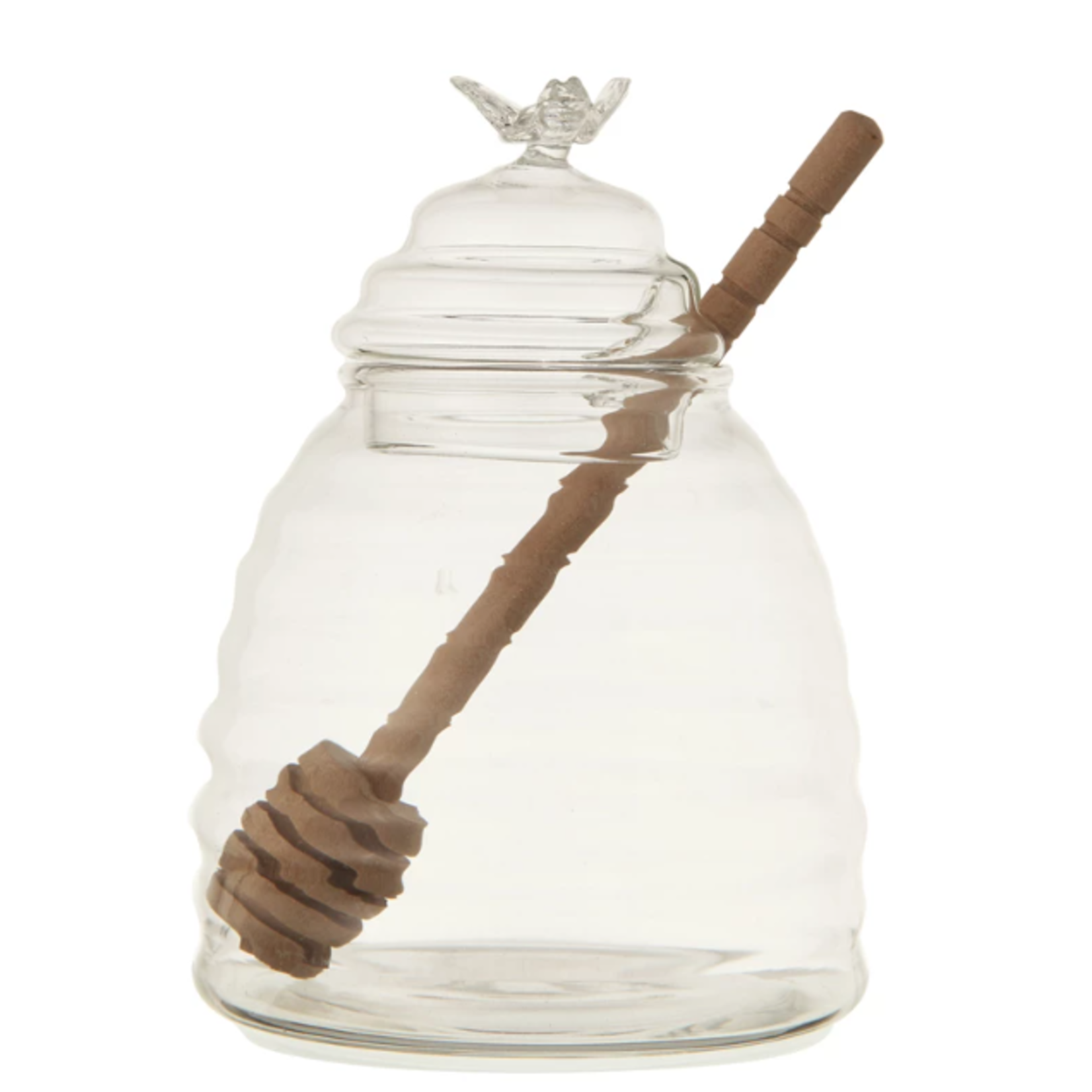 creative Co-op Glass Honey Jar w/ Wood Dipper