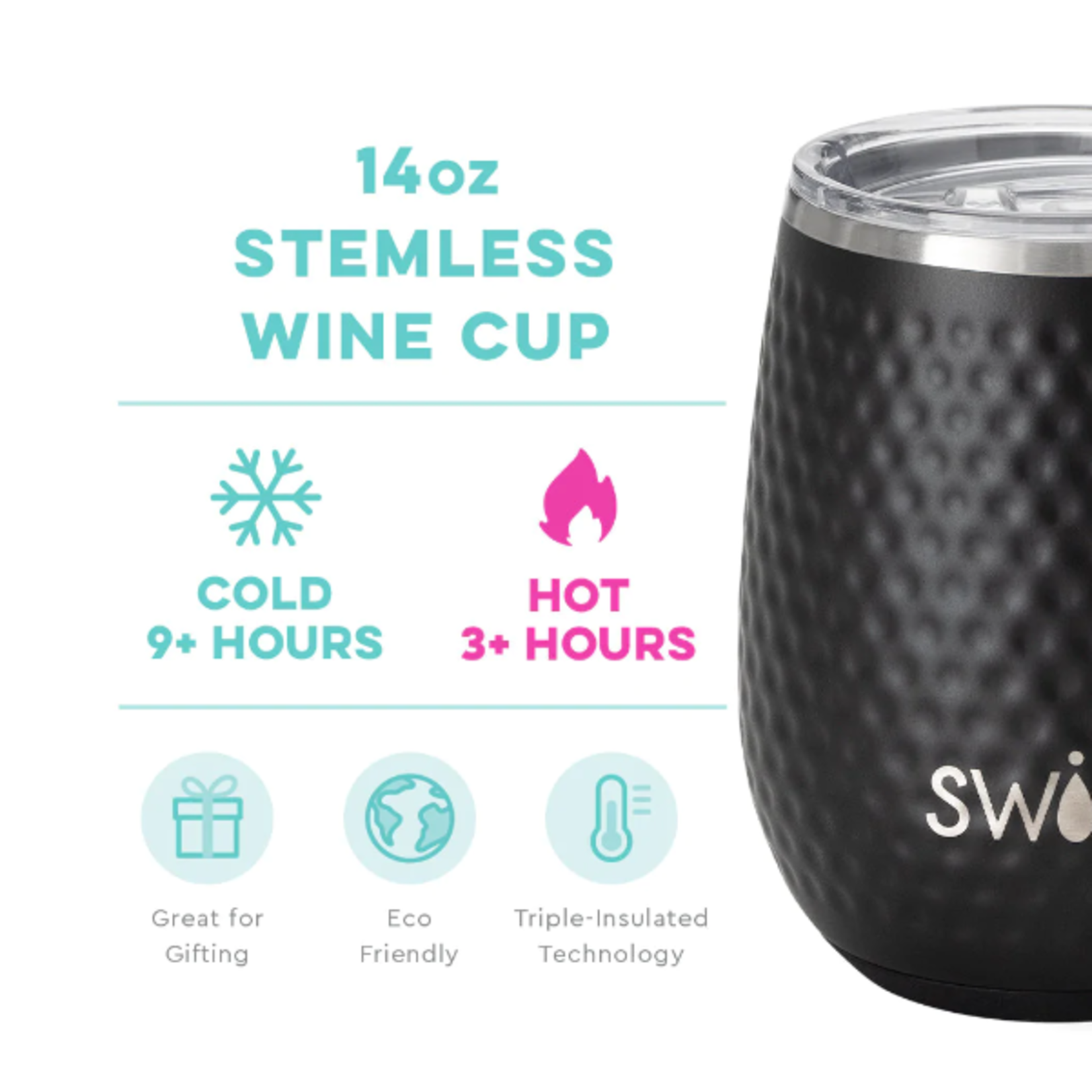 Swig Blacksmith 14oz Black Stemless Wine Cup