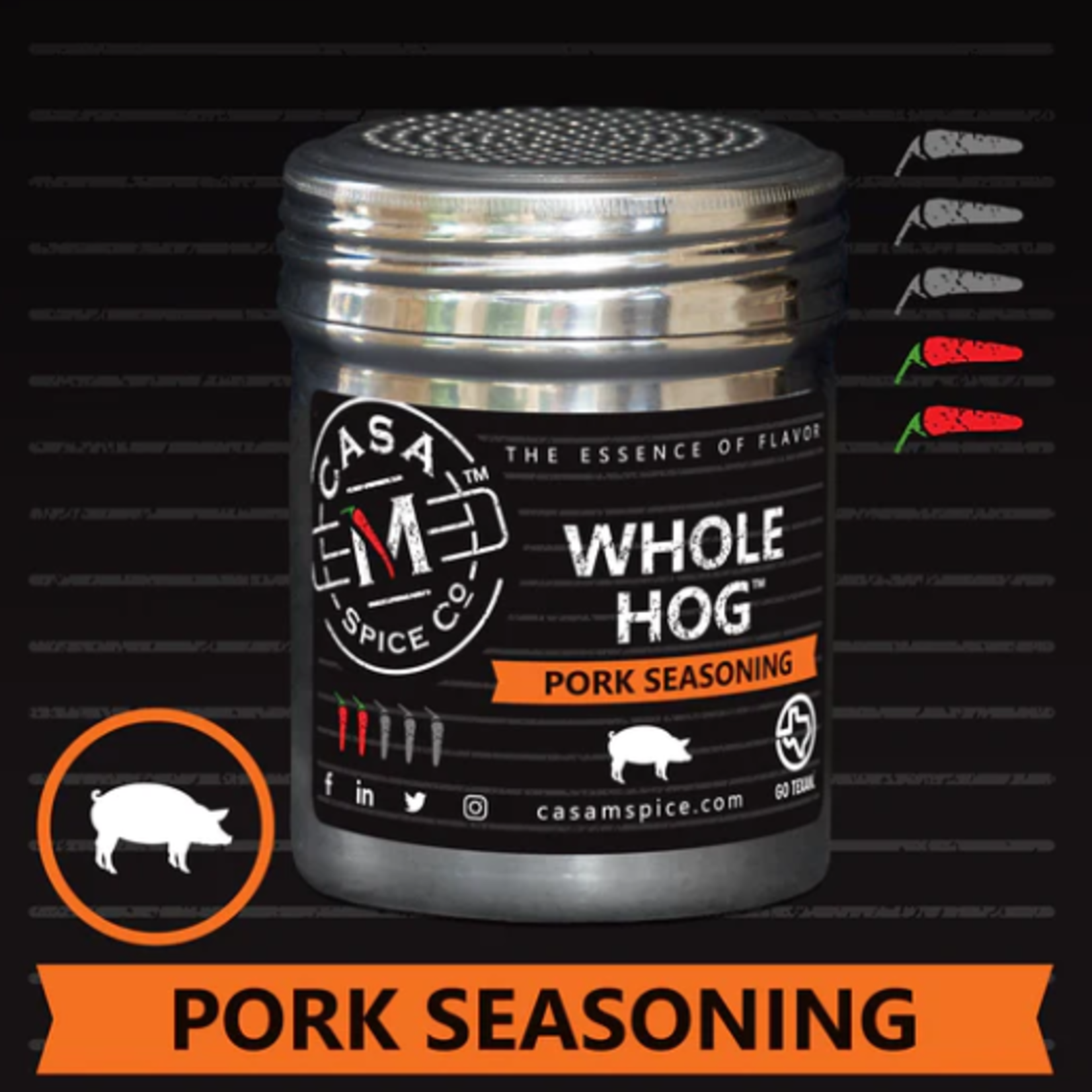 Casa M Spice Co Whole Hog Pork Seasoning-stainless steel Shaker