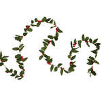 creative Co-op Holly Leaves Garland with Berries, Green and Red