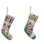 creative Co-op Felt Stocking with Applique, Multi Color