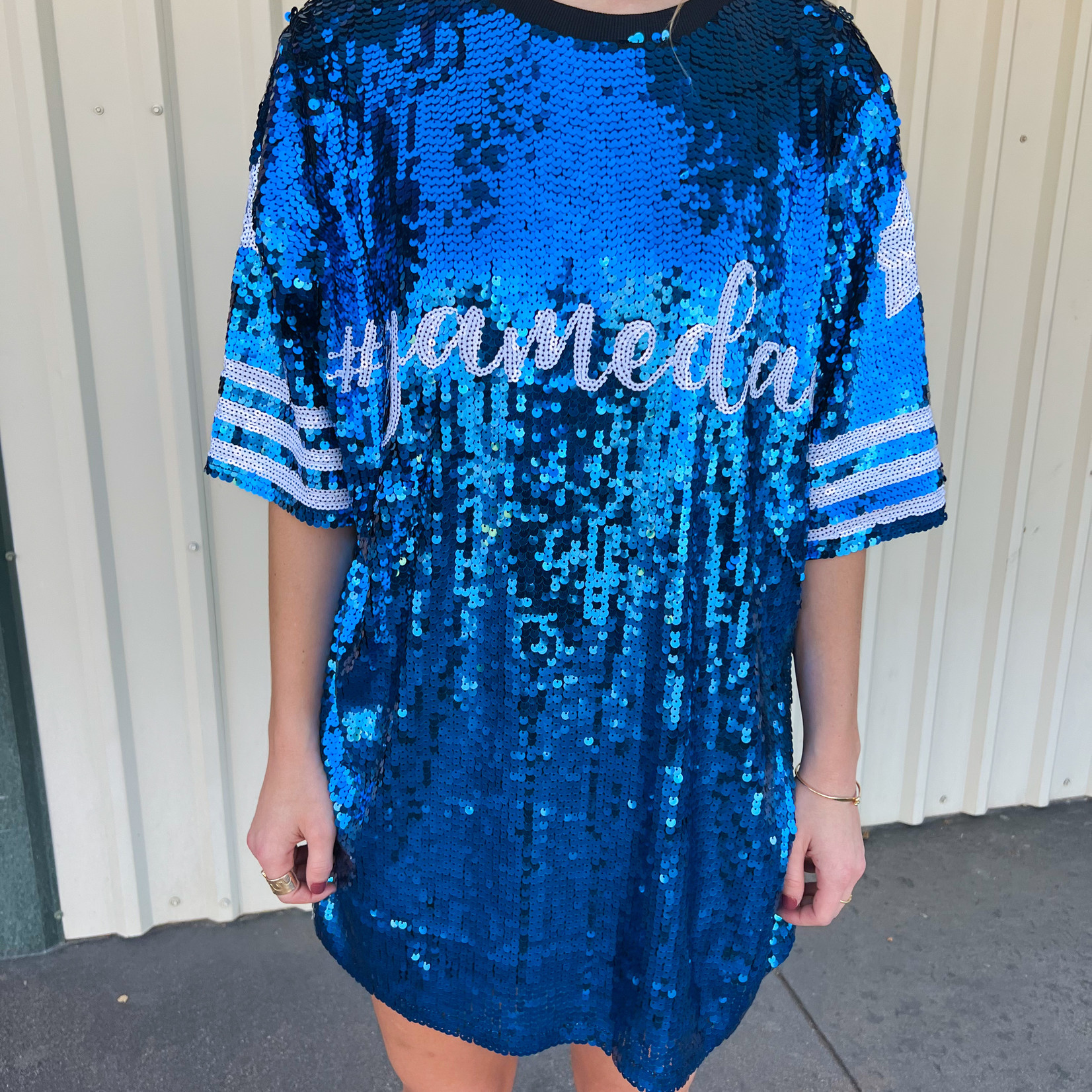 Why Dress Game Day Sequin T-Shirt Dress