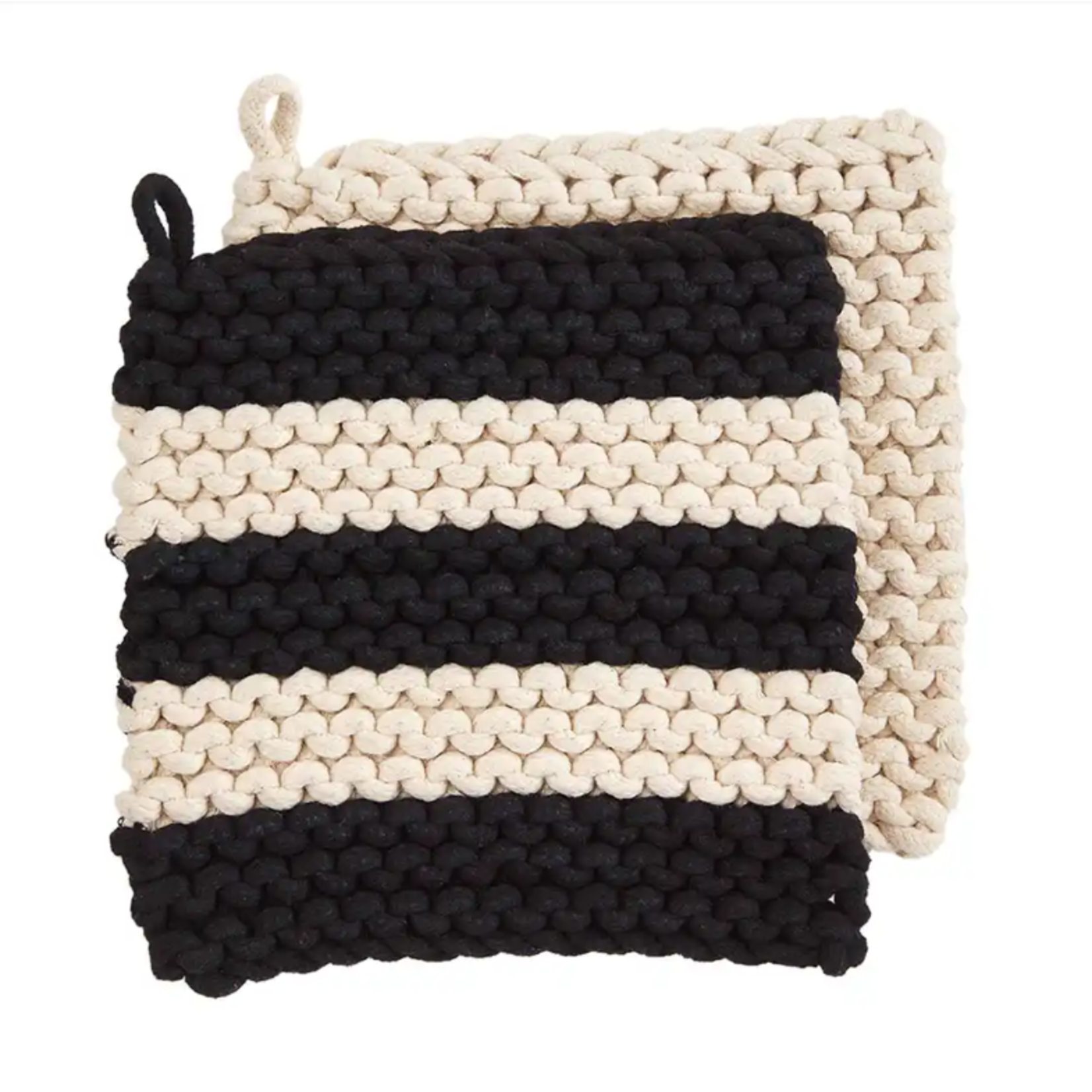 mud pie Stripes Crochet Pot Holder Set