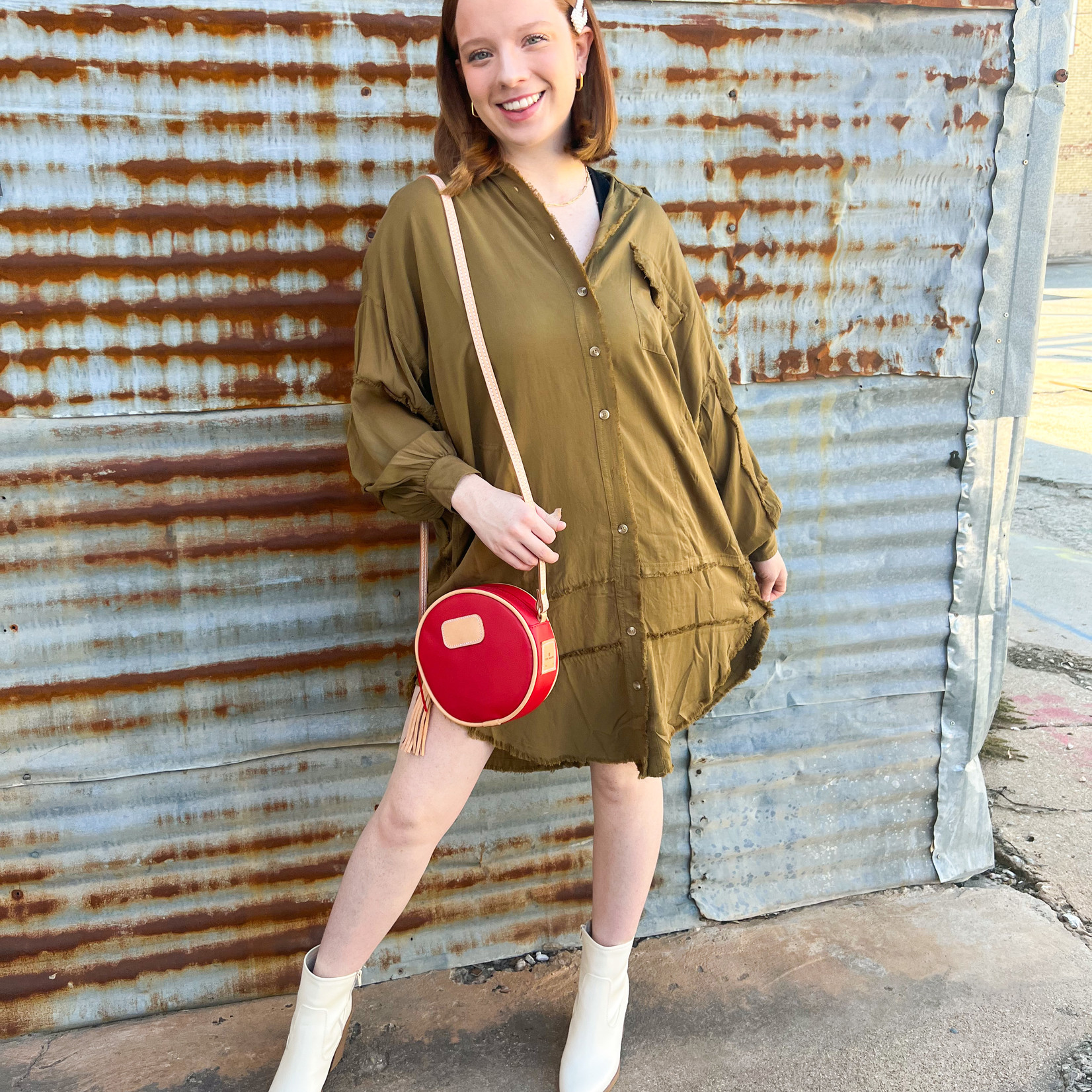Before You Collection Tealeaf Gauze Button Up  Shirt Dress