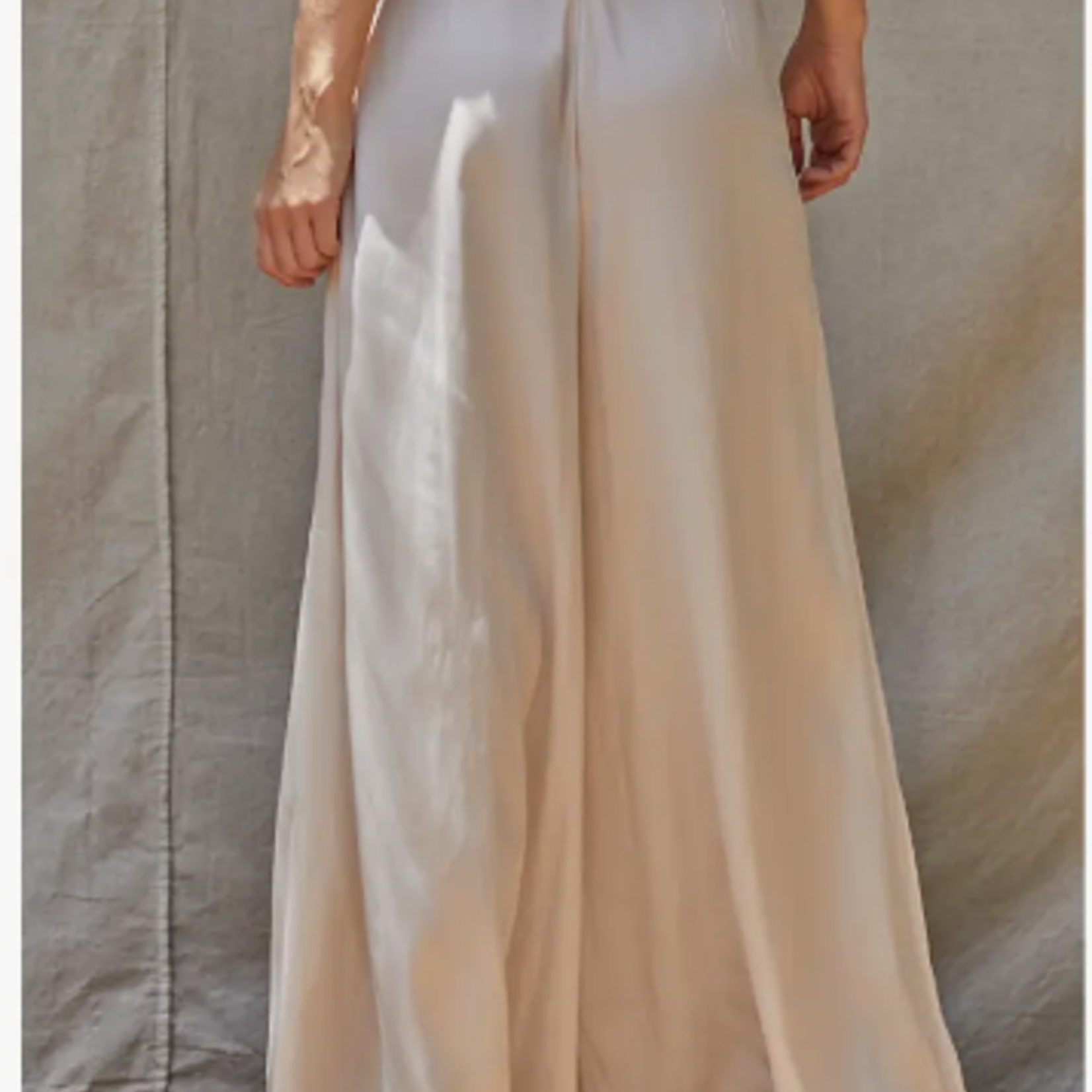 Satin Wide Leg Pants With Zipper And Side Pockets