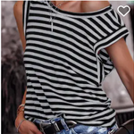 Full Time Purchase Black Striped Butterfly Sleeve T Shirt