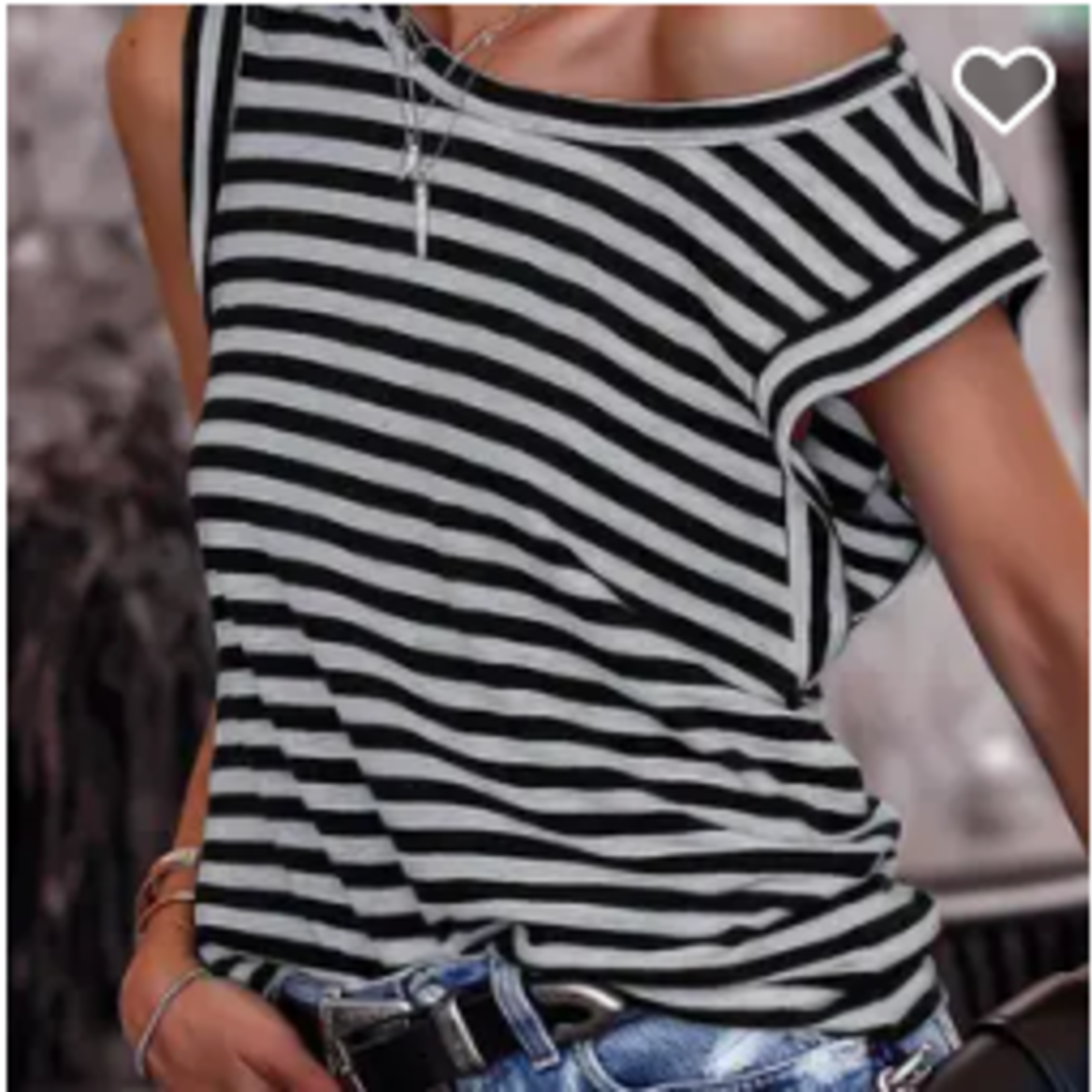 Full Time Purchase Black Striped Butterfly Sleeve T Shirt