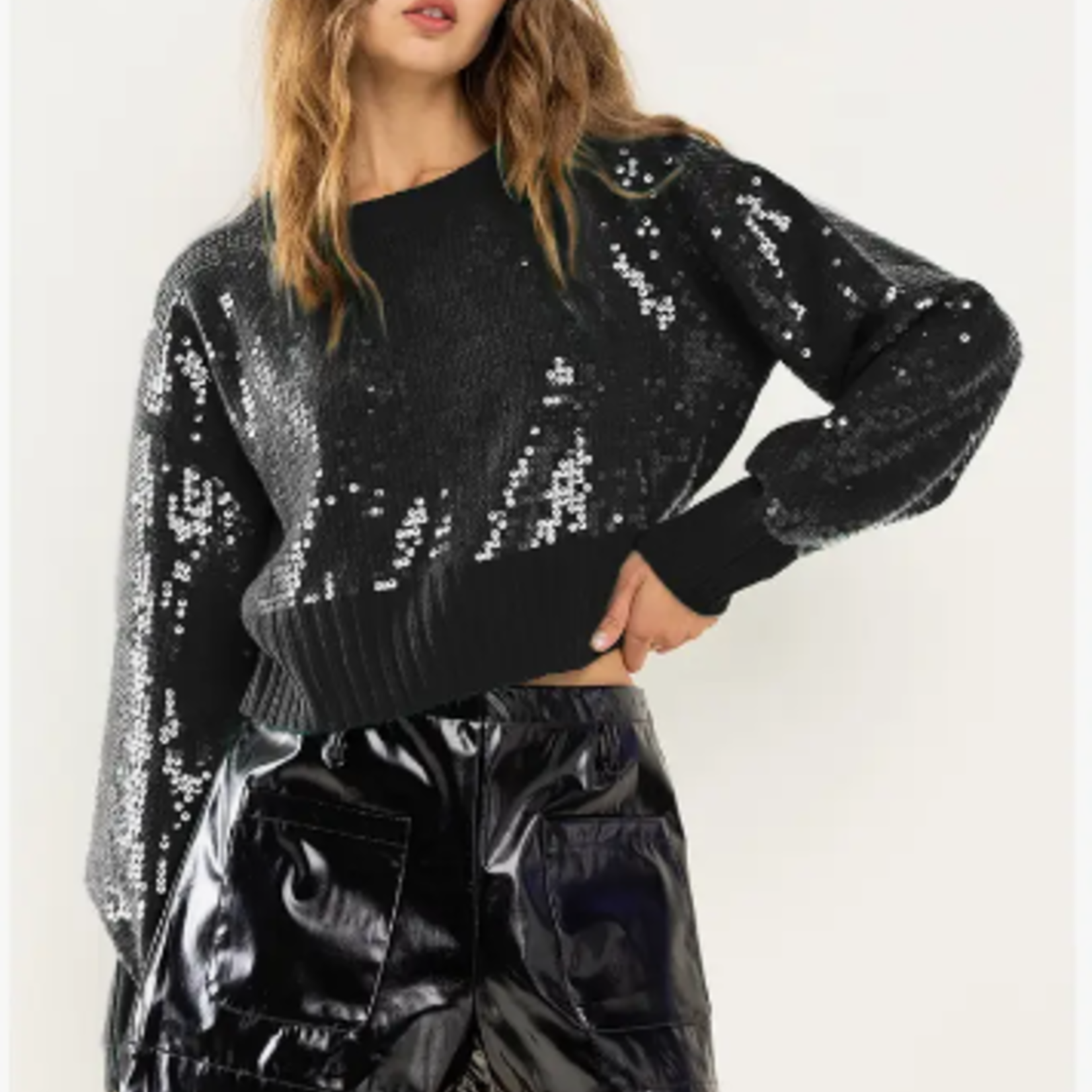 Ces Femme Cropped Sequin sweater