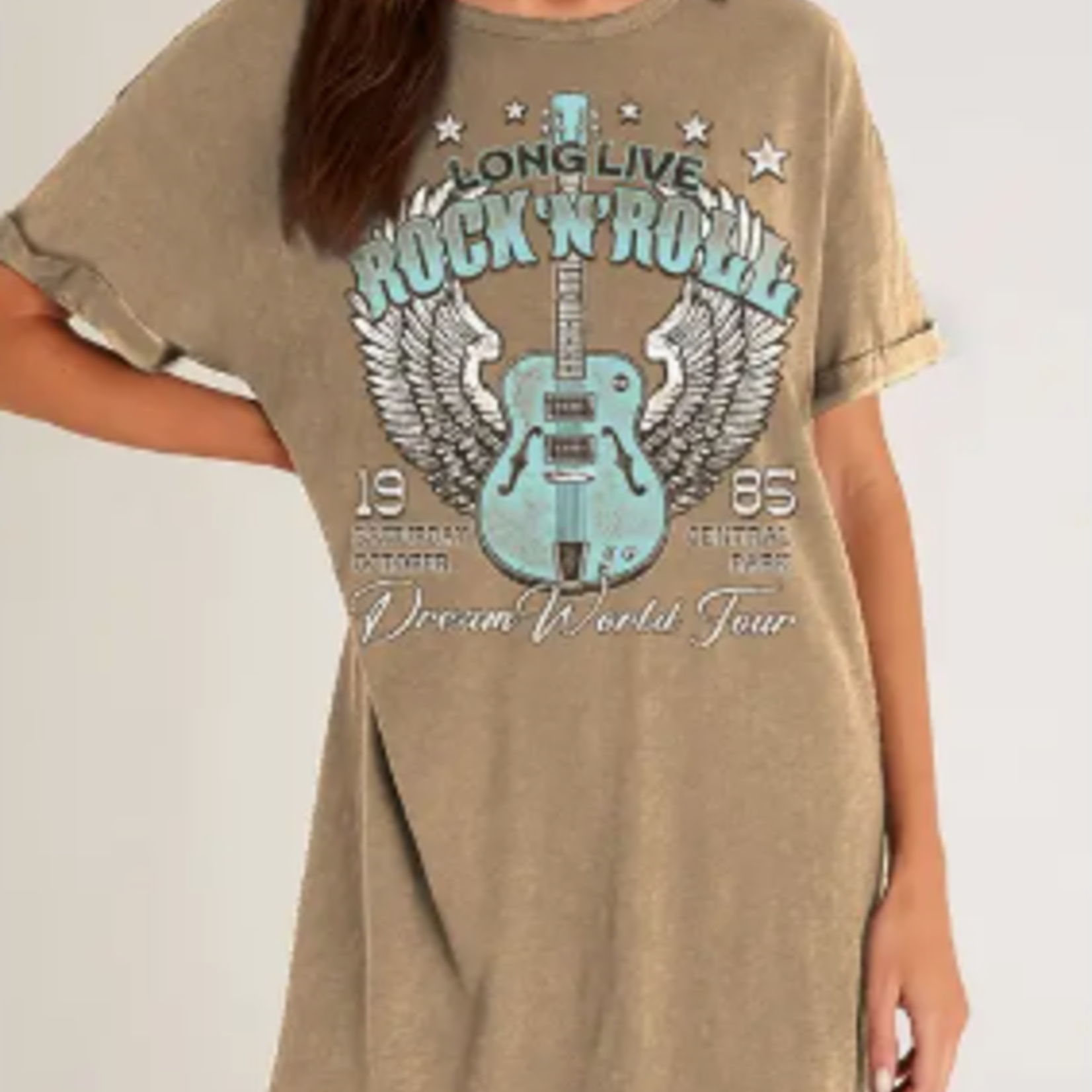 HRTandLUV Long Live Rock N ROLL Mineral Graphic Dress