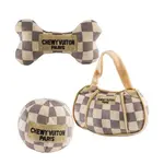 HAUTE DIGGITY DOG CHECKER CHEWY VUITON BONE DOG TOY