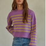 Knit Sweater Striped Crop Pullover