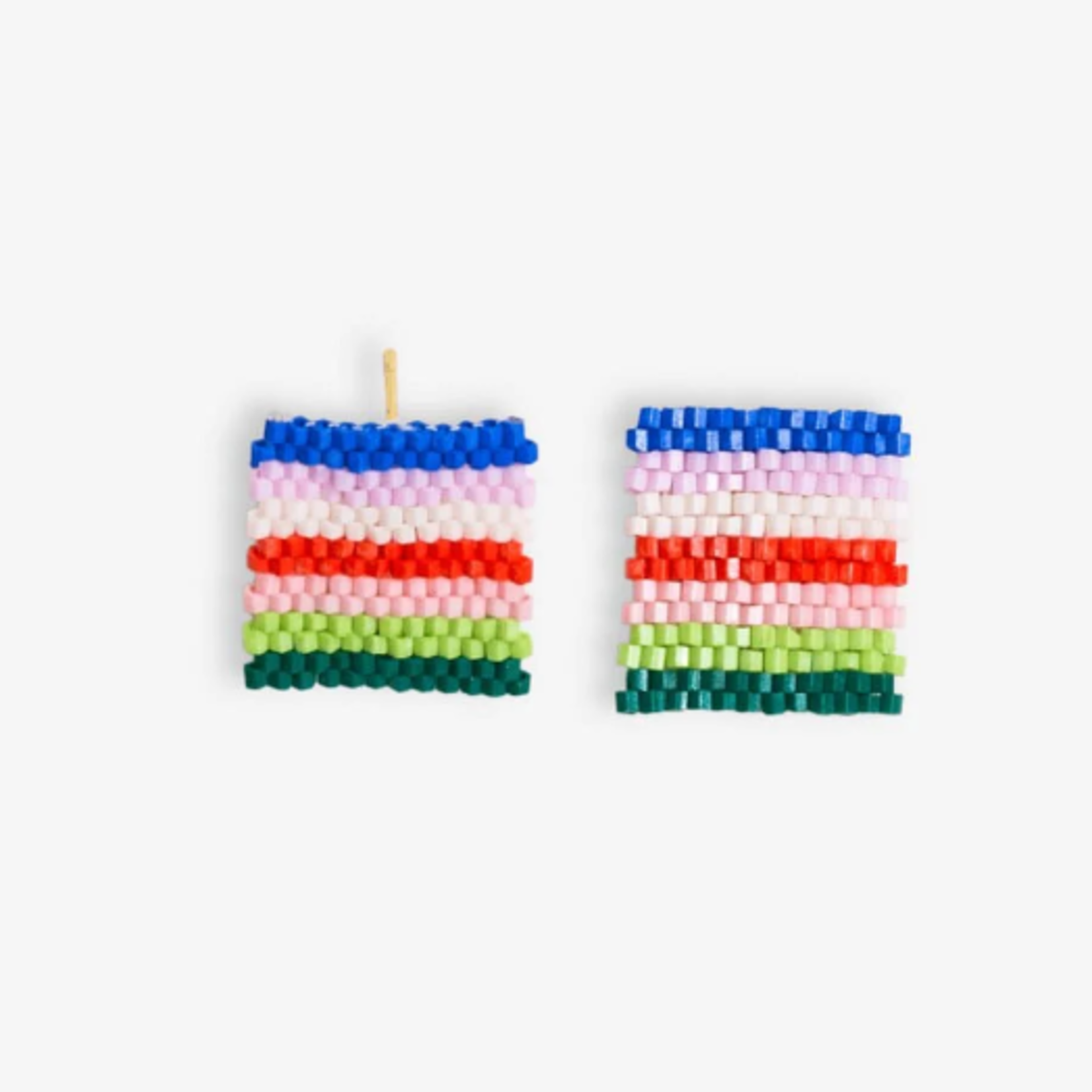 Ink + Alloy Kallie Horizontal Stripes Rectangle Post Beaded Earrings Rio